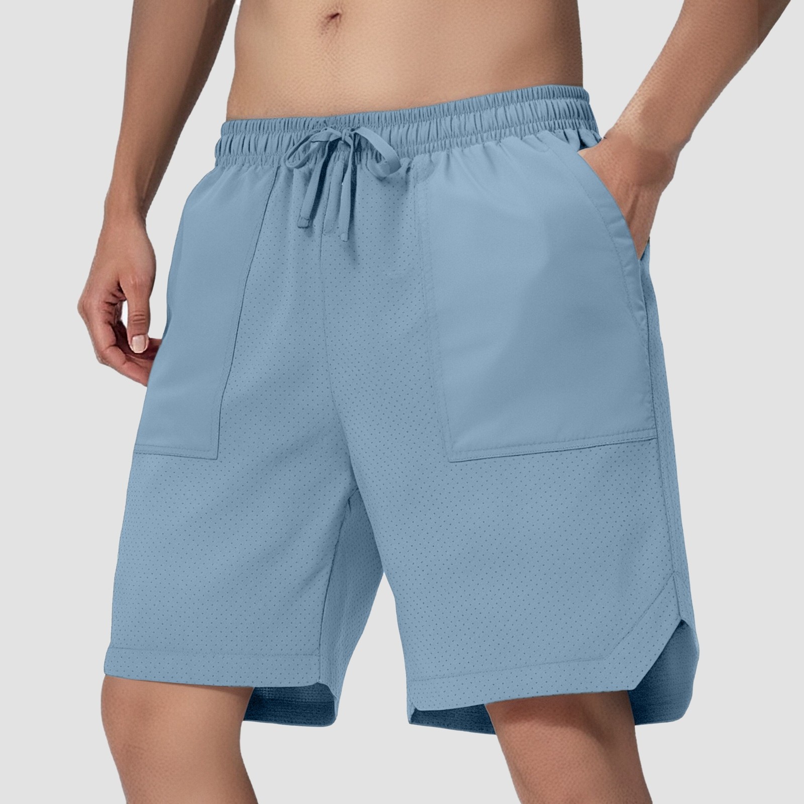 thumbnail image 4 of Pantalones cortos informales de verano para hombre: corte holgado, color liso, para la playa, el deporte y el día a día, fáciles de lavar y con un estilo versátil., 4 of 4